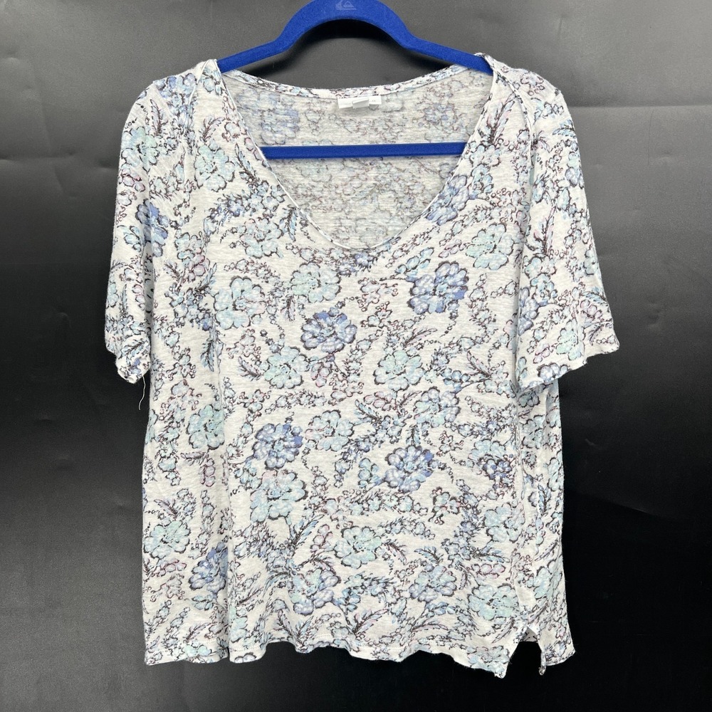 Love Linen j. Jill floral t-shirt otp blue quiet luxury minimalist lagenlook L